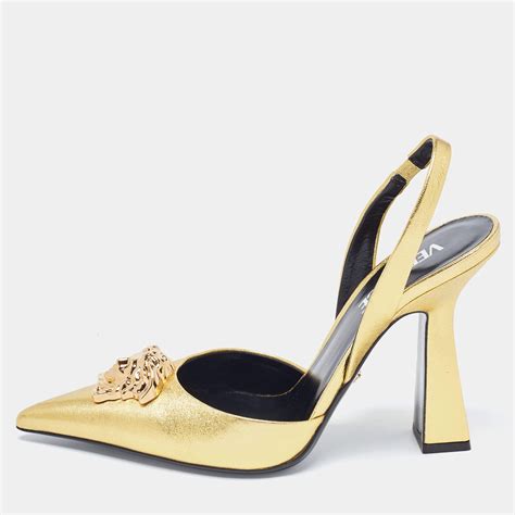 versace gold pumps|versace slingback pumps.